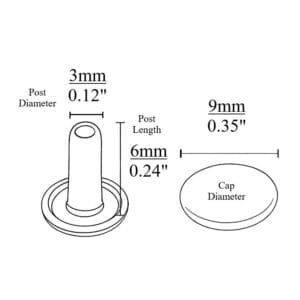 Avetco Double Cap Rivets 9mm x 6mm – Flat Round – 6 Finish Options – 500 Set Pack