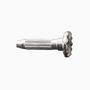 Side profile of fluted heel rivet with textured star-shaped head on a clean white background.-Avetco