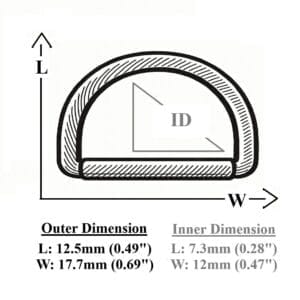 12mm D-Ring Hardware Dimensions - Outer and Inner Measurements-Avetco