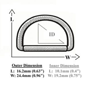 19mm D-Ring Size Diagram with Detailed Dimensions-Avetco