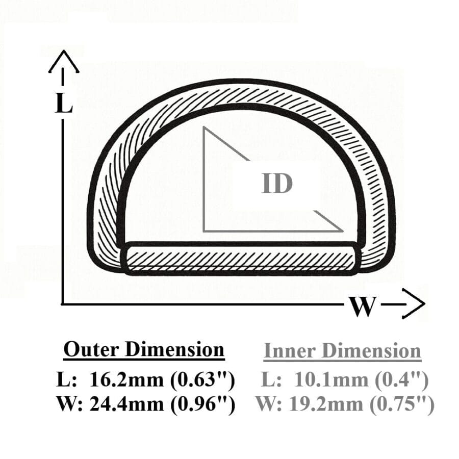 19mm D-Ring Zinc Alloy - Diagram with Detailed Dimensions-Avetco