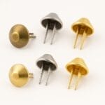 NH122 Purse Feet – Group Shot in Gold, Nickel, and Antique Brass Finishes – Avetco