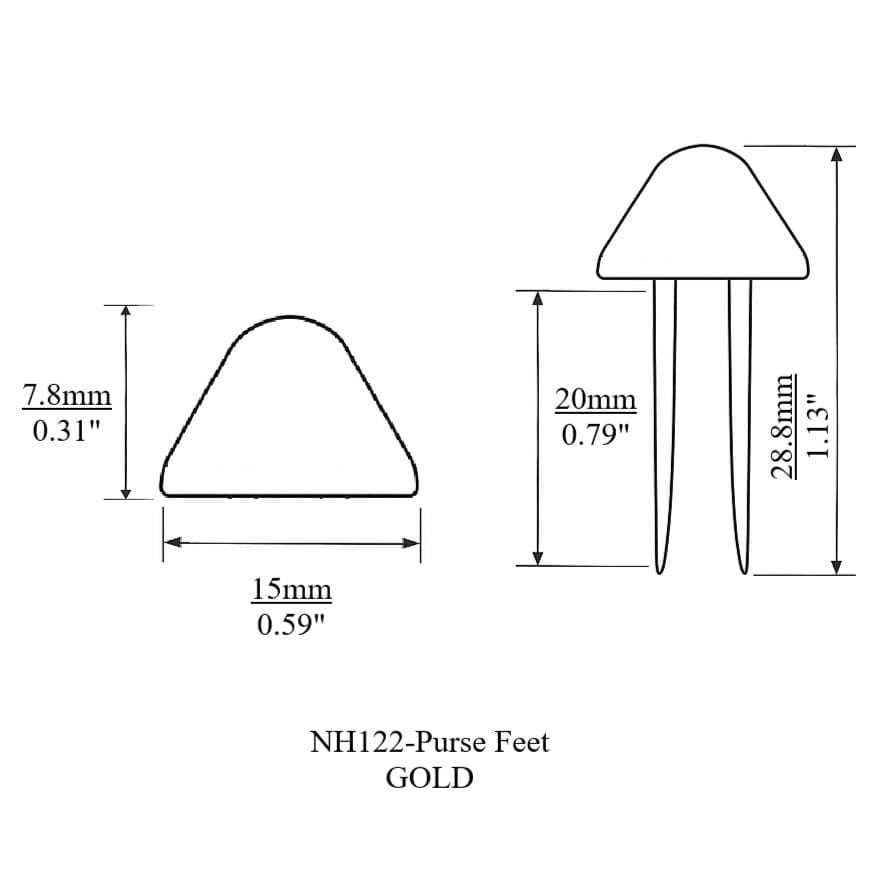 NH122 Purse Feet-Measurement Outline-Gold-Avetco