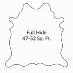 Outline drawing of a full cowhide leather hide, approximately 47-52 square feet in area.-Avetco