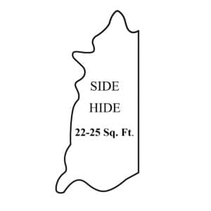 Outline drawing of a Side hide cow leather , approximately 22-25 square feet in area.-Avetco