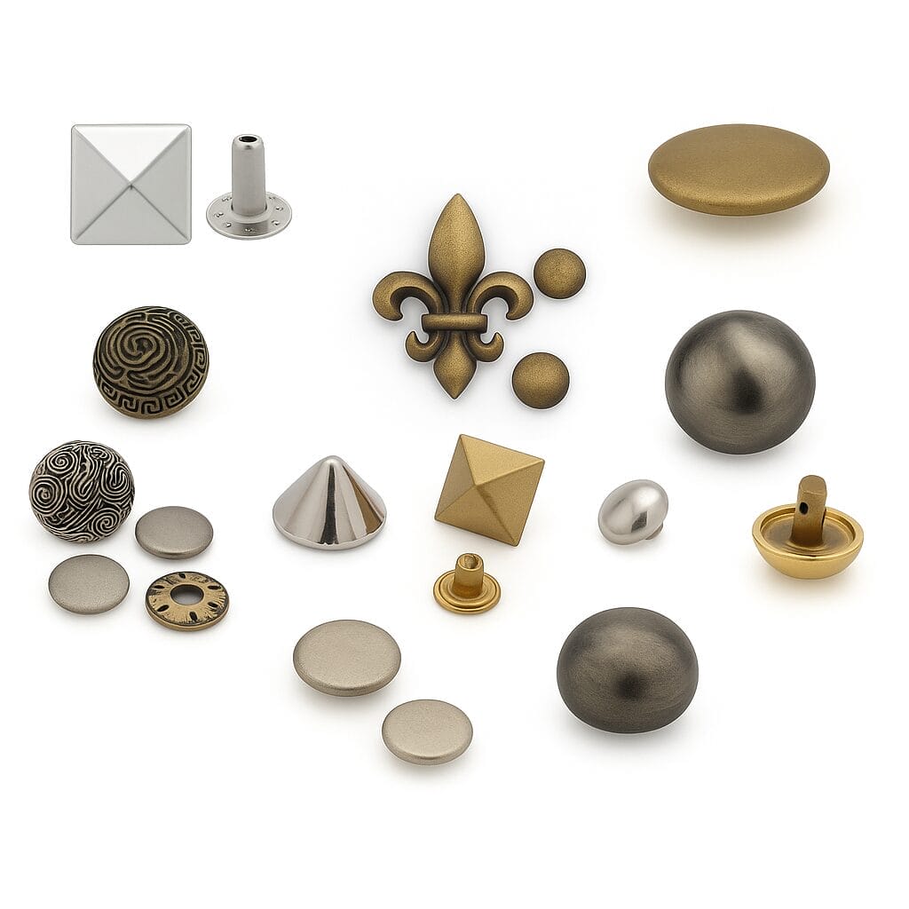 decorative-metal-rivets-collage-white-background