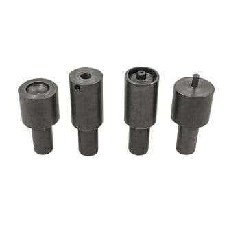 4-piece die setter tool set for 12.5mm spring snap buttons – used with hand and kick press machines