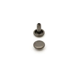 Double cap rivet in antique nickel finish – 7.5mm cap with 5.5mm post – Avetco leather craft hardware.