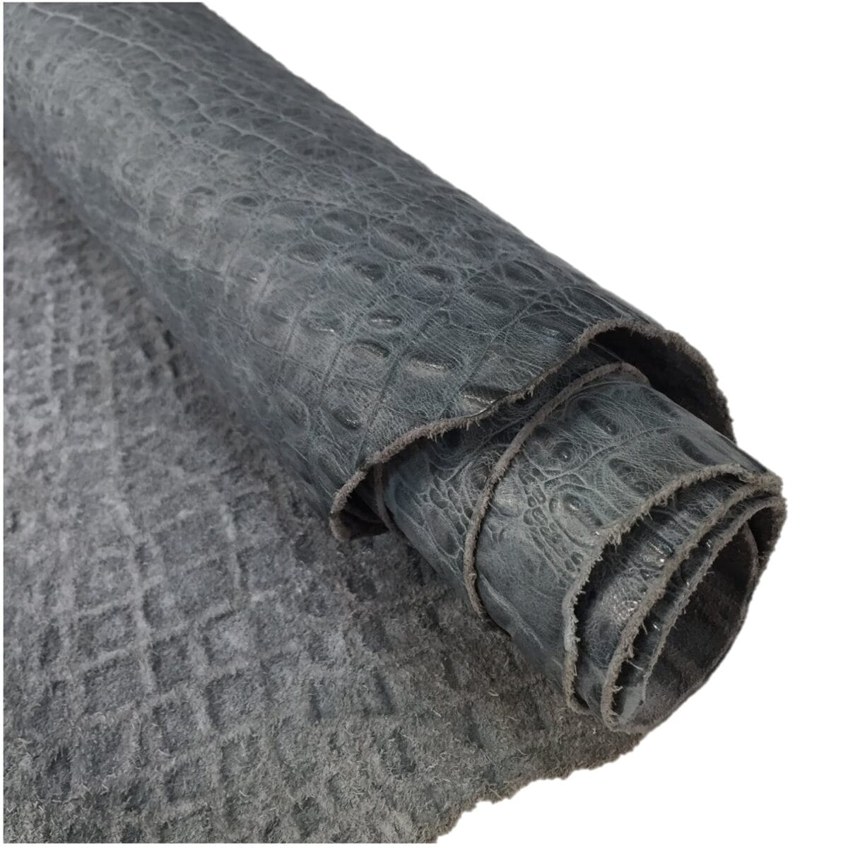 Avetco- Oltu Cow Leather Embossed Silver Blue