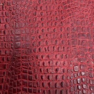 Oltu crocodile embossed cow leather in deep red tone. Avetco