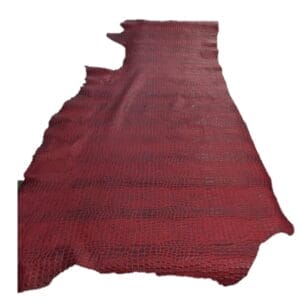 Oltu crocodile embossed cow leather in deep red tone. Avetco
