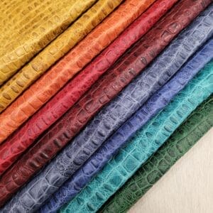 Oltu crocodile embossed cow leather bold collection multiple colors. Avetco