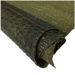 Oltu Crocodile Embossed Leather in Army Green – Avetco