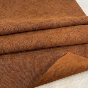 Snake embossed cow suede leather in Aztec brown color – Avetco