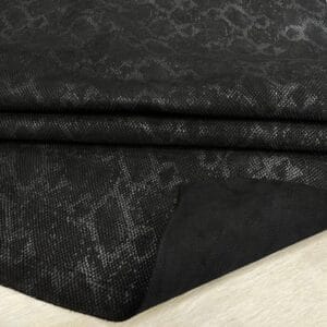 Snake embossed cow suede leather in classic black color – Avetco