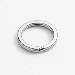 Nickel split key ring on a white background.-Avetco