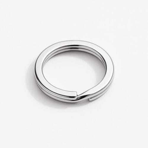Nickel split key ring on a white background.-Avetco