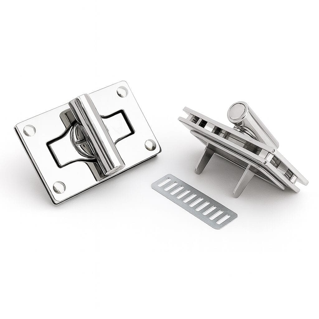 Y1101-Nickel Rectangular Twist Handbag Lock Closure-Avetco