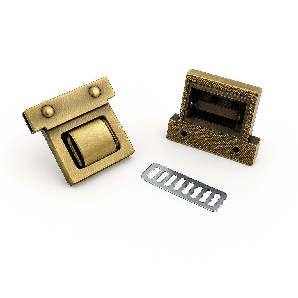 Y1699-Brushed Antique Brass Twist Handbag Lock Closure-Avetco