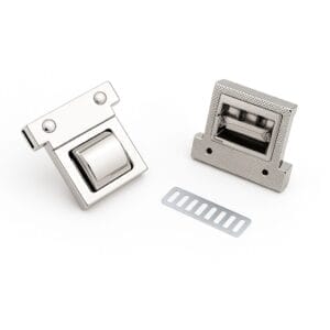 Nickel-plated Y1699 twist handbag lock closure with installation plate, Avetco