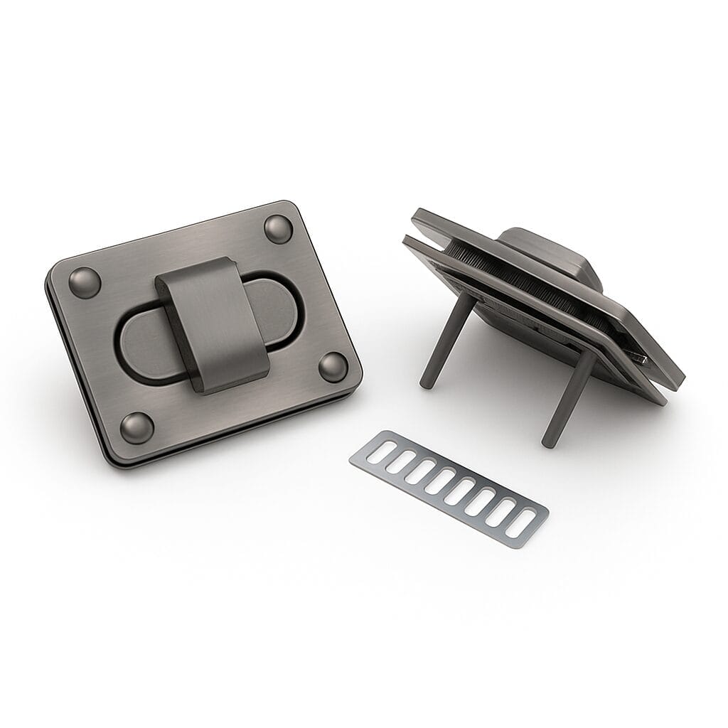 Y1702-Brushed Gunmetal Rectangular Twist Handbag Lock Closure-Avetco