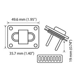 Brushed gunmetal Y1702 rectangular twist lock closure for handbags, purses, and clutches – zinc alloy handbag hardware with nickel-free, lead-free finish by Avetco.