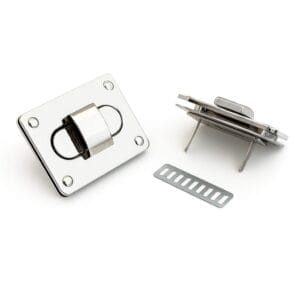 Nickel finish Y1702 rectangular twist lock closure – premium handbag hardware for purses, clutches, and leather bags by Avetco.