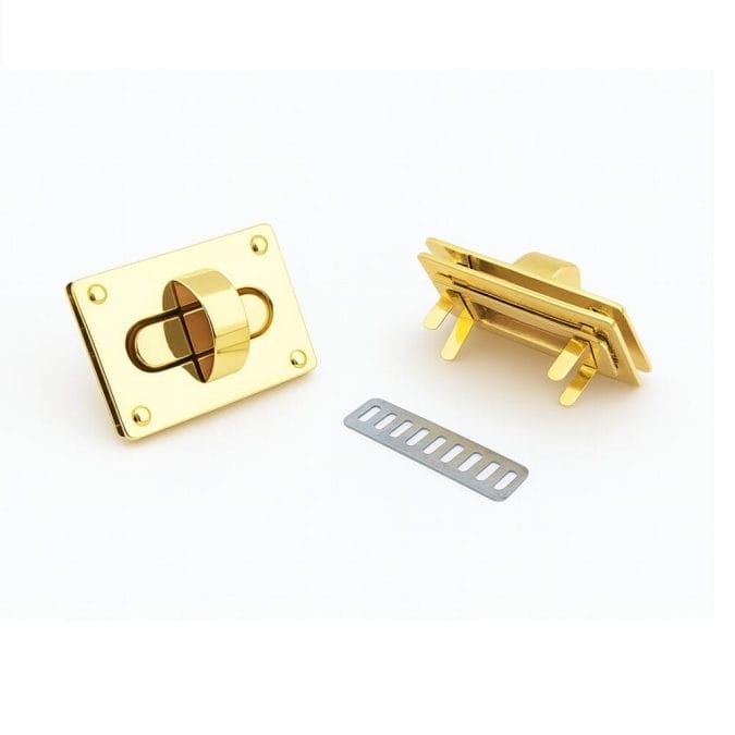 Y1764-Gold Rectangular Twist Handbag Lock Closure-Avetco