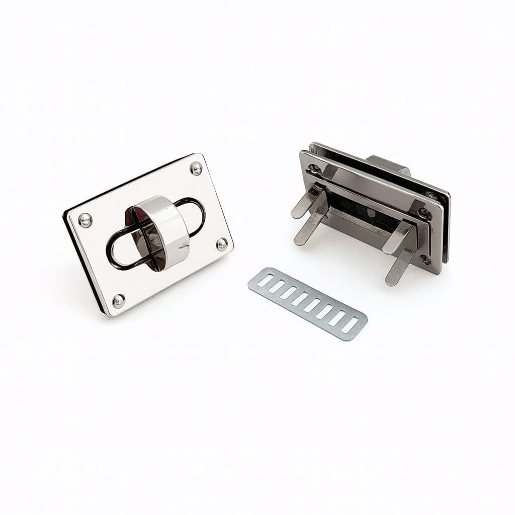 Y1764-Nickel Rectangular Twist Handbag Lock Closure-Avetco