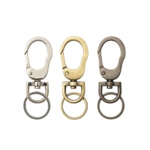 Y1594 Keyring with Swivel Snap Hook in Nickel, Brushed Antique Brass, and Brushed Pewter finishes by Avetco, nickel-free and lead-free, sold in 10pcs pack