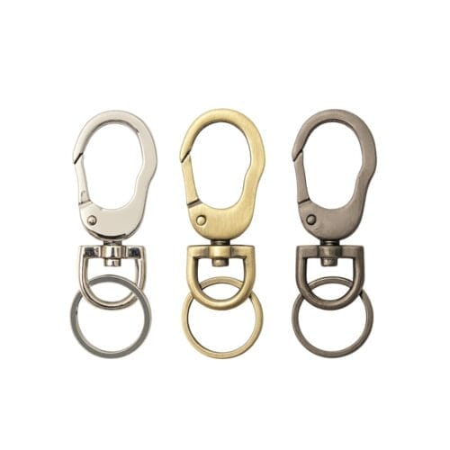 Y1594 Push Gate Swivel Snap Hook with Key Ring – Nickel, Brushed Gunmetal, Antique Brass – 10 Pack