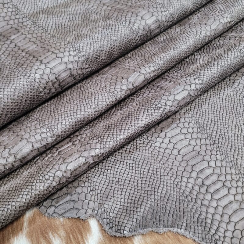 Hektor-Gray-Snake Embossed-Cow Leather-Avetco