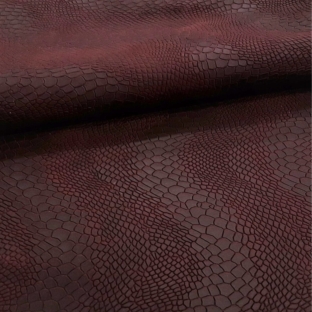 KOP-VMILKYWAY-RED PLUM Viking Milkyway Snake Embossed Cow Leather in Red Plum – Avetco