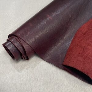Bernard Oily Pull-Up Cowhide – Cordova Red rolled hide with suede back