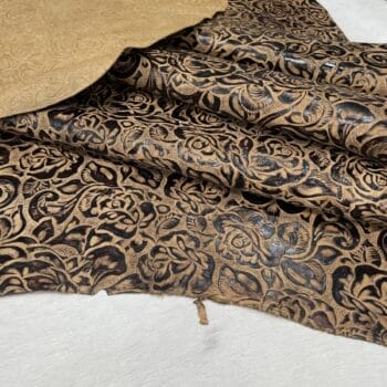 Stone Age Cave Bloom cow leather – organic grain emboss close-up