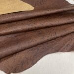 Flint Leaf embossed cow leather – tan hide organic texture
