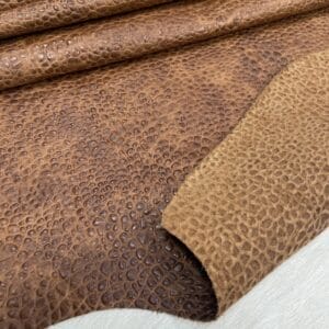 Matt Peak Embossed Cow Leather 3 oz Brown Sugar Elephant Print