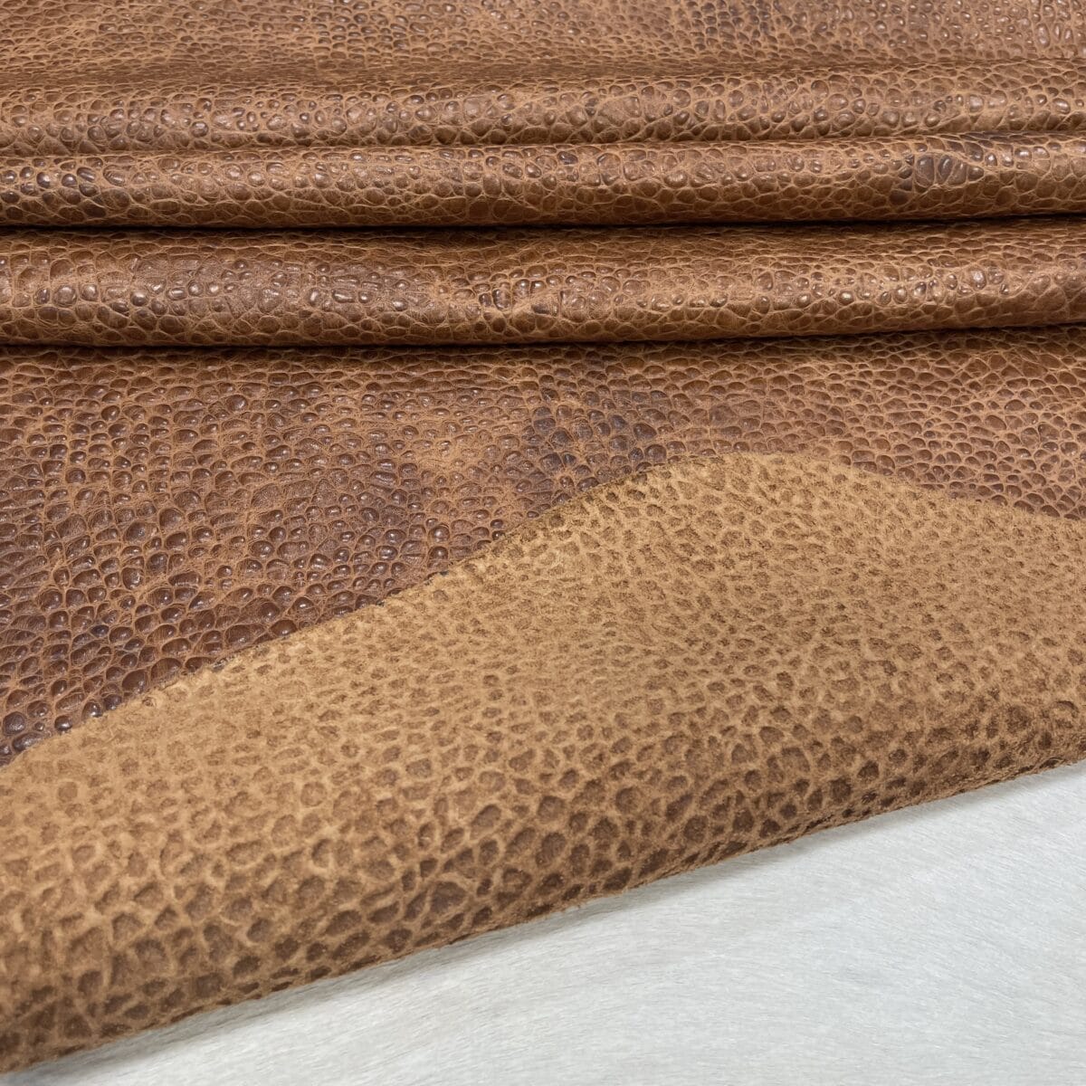 Matt Peak Embossed Cow Leather 3 oz Brown Sugar Elephant Print