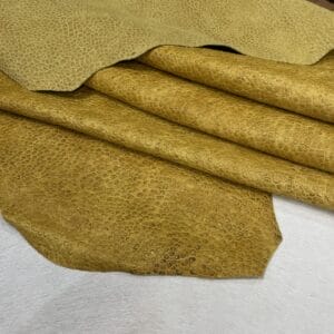 Matt Peak Embossed Cow Leather 3 oz Gold Elephant Print