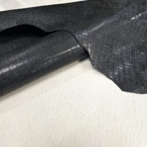 Alligator Belly Embossed Cow Leather 3 oz Black