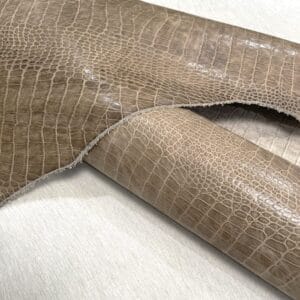 Alligator Belly Embossed Cow Leather 3 oz Silver Mink