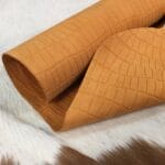 Klips-Burnt Orange-Cow Leather Embossed-Avetco | Avetco Leather Hides and Eva Foam Klips Croco Belly Embossed Collection - Cow Nubuck Leather 3 oz in Burnt Orange – Avetco