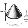 8mm Cone Head Rivet- AR197 8mm cone head rivet illustrating the 8 mm cone height, 7 mm cap diameter and 5 mm post length.