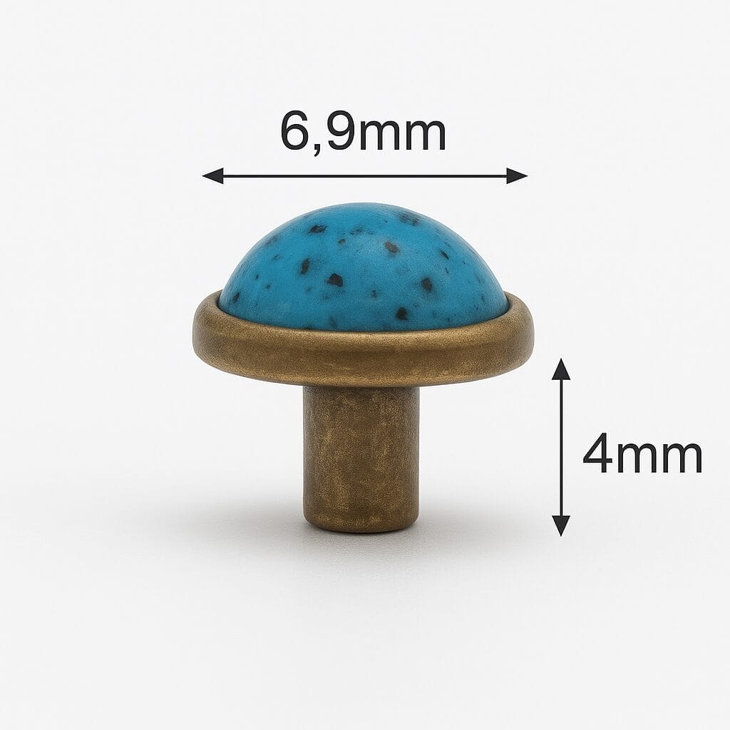 Acrylic Turquoise Stone Rivets-Antique Brass 69mm