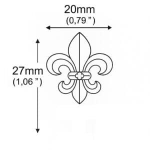 Nickel and antique brass fleur-de-lis rivets with matching rivet caps for leathercraft, handbags, shoes, and accessories