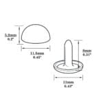 R588 Dome Rivet-Illustrated Diagram-11.5mm | Avetco Leather Hides and Eva Foam Dome Rivet 11.5mm-Illustrated Diagram-11.5mm