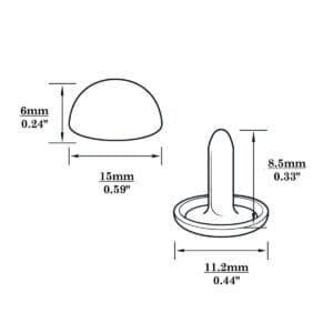 R588 Dome Rivets-Illustrated Diagram-15mm