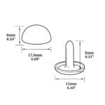 R588 Dome Rivets-Illustrated Diagram-17.5mm