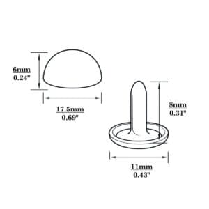 R588 Dome Rivets-Illustrated Diagram-17.5mm
