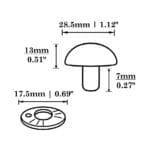 R588 Dome Rivet-Illustrated Diagram-28.5mm | Avetco Leather Hides and Eva Foam Dome Rivets-R588 Illustrated Diagram-28.5mm